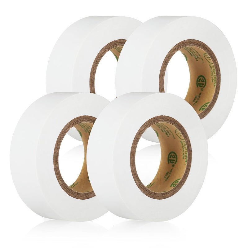 G GEYYANG GEYYANG White Electrical Tape, Professional Grade UL Approved, 4 Pack Multipurpose Electrical Tape for Home Improvement Electrical Equipment, 0.7in X 33ft PVC Electric Insulating Tape - Image 1